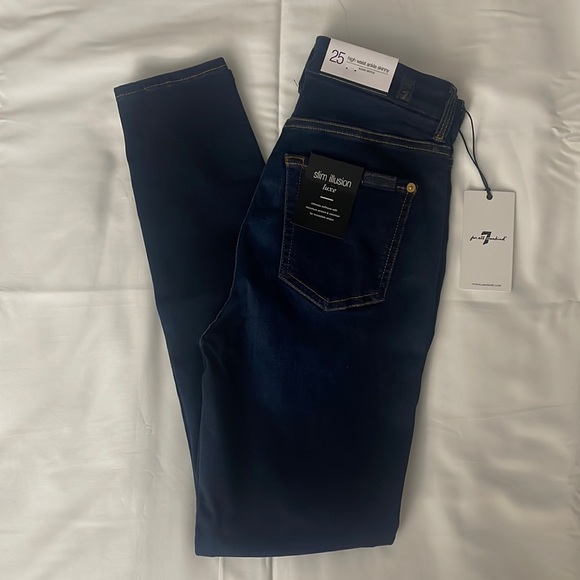 7 for all mankind slim illusion luxe high waist ankle skinny jeans size 25 - Picture 1 of 12